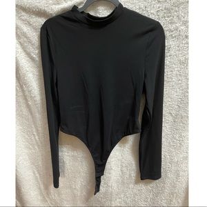 Black mock neck bodysuit